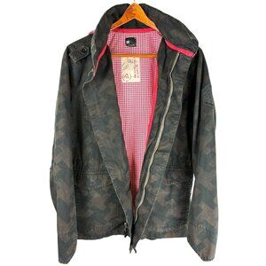 Rare VTG Skater DC Hooded Lined Embroidered Camo Military Jacket, Men's Large
